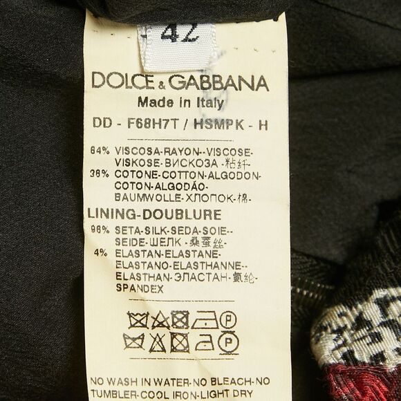 Dolce & Gabbana Black Crest Printed Cotton Jacquard Mini Dress M - Picture 5 of 5